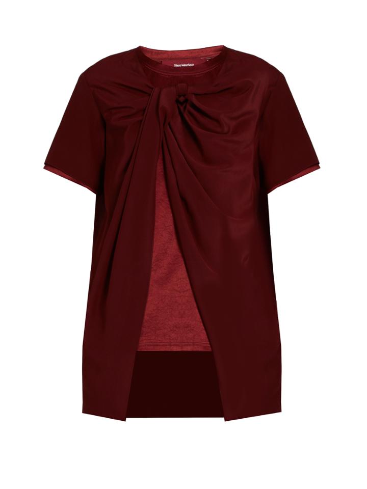 Sies Marjan Twisted-front Silk-crepe And Satin Top