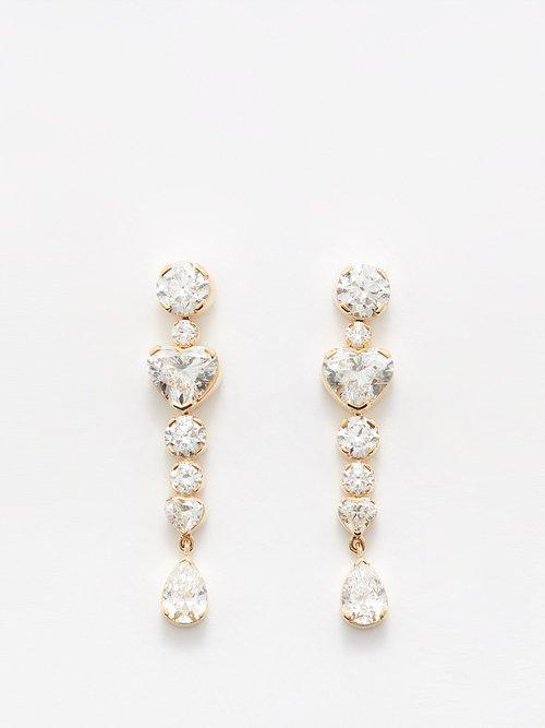 Sophie Bille Brahe - Chambre Coeur Diamond & 18kt Gold Earrings - Womens - Gold Multi
