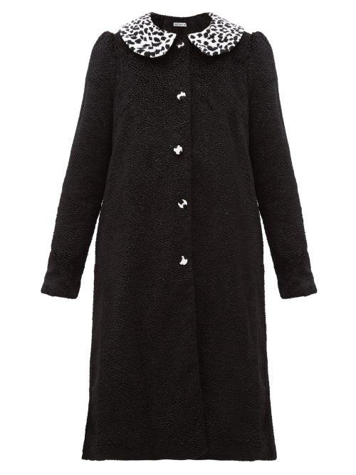 Matchesfashion.com Batsheva - Leopard-print Peter Pan Collar Faux-fur Coat - Womens - Black White
