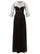 Matchesfashion.com Maria Lucia Hohan - Natalie Boned Bodice Polka Dot Tulle Dress - Womens - Black