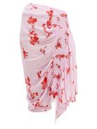 Matchesfashion.com Preen Line - Mertilda Floral Print Ruched Skirt - Womens - Pink Multi