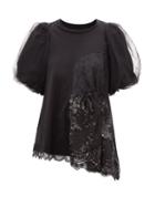Simone Rocha - Sequinned Tulle And Cotton-jersey T-shirt - Womens - Black
