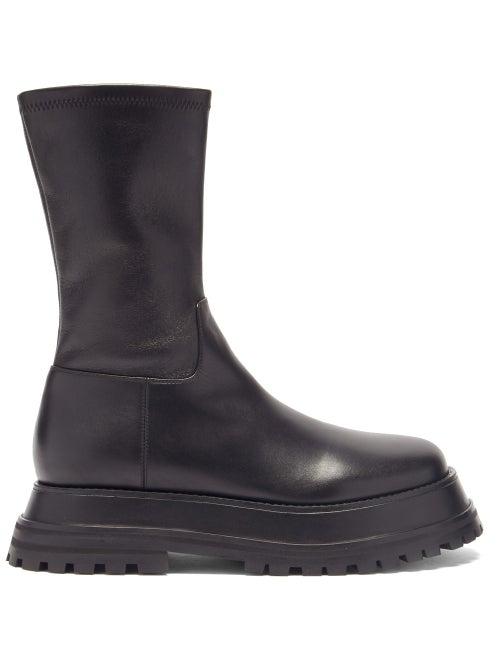 Matchesfashion.com Burberry - Hurr Exaggerated-sole Leather Ankle Boots - Womens - Black