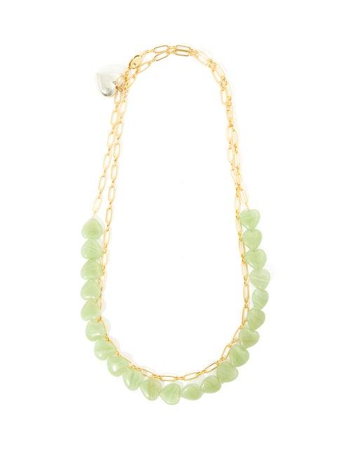 Matchesfashion.com Timeless Pearly - Heart-charm 24kt Gold-plated Choker Necklace - Womens - Green Multi