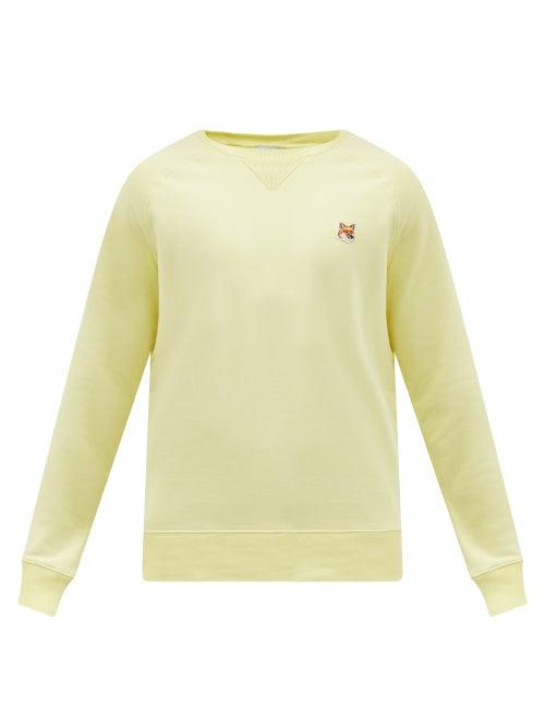 Maison Kitsun - Fox Head Cotton-jersey Sweatshirt - Mens - Light Yellow