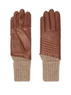Agnelle - Delia Leather And Alpaca Gloves - Womens - Brown Multi