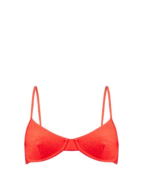 Matchesfashion.com Mara Hoffman - Mazlyn Soft-cup Floral-cloqu Bikini Top - Womens - Red