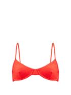 Matchesfashion.com Mara Hoffman - Mazlyn Soft-cup Floral-cloqu Bikini Top - Womens - Red