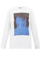 Matchesfashion.com Raf Simons - Blue Velvet-print Cotton-jersey T-shirt - Womens - White