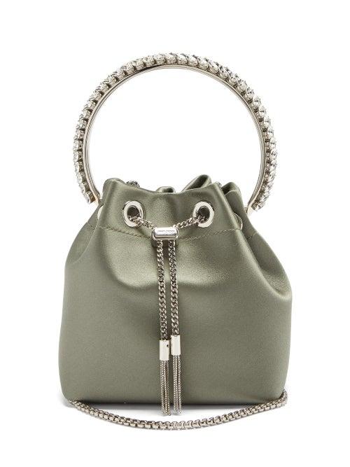 Matchesfashion.com Jimmy Choo - Bonbon Satin Clutch Bag - Womens - Green