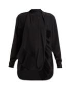 Matchesfashion.com Givenchy - Pliss Pussy Bow Silk Chiffon Blouse - Womens - Black
