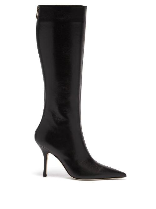 Ladies Shoes Paris Texas - Mama Leather Knee-high Boots - Womens - Black