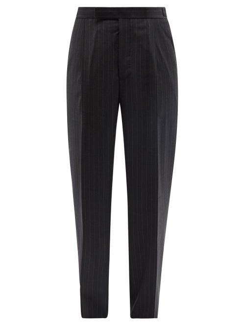 Mens Rtw Thom Browne - Pleated Pinstripe Wool-twill Trousers - Mens - Navy