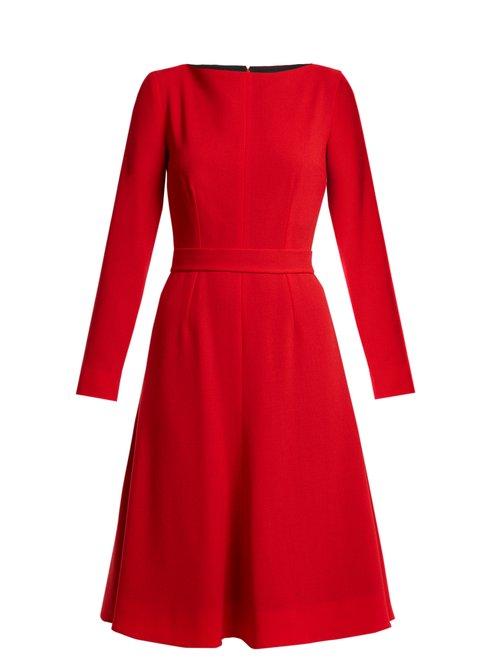 Matchesfashion.com Emilia Wickstead - Kate A Line Wool Crepe Dress - Womens - Red