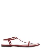 Matchesfashion.com Jil Sander - T Strap Point Toe Leather Sandals - Womens - Red