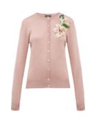 Matchesfashion.com Dolce & Gabbana - Lily Appliqu Silk Cardigan - Womens - Pink