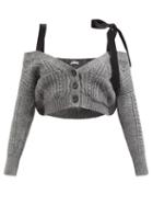 Redvalentino - Off-the-shoulder Cable-knit Cropped Cardigan - Womens - Grey