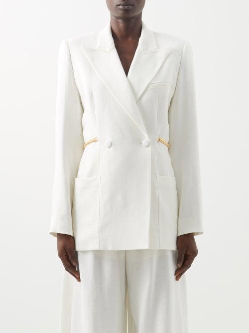 Christopher Kane - Chain-embellished Double-breasted Gauze Blazer - Womens - White