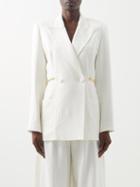 Christopher Kane - Chain-embellished Double-breasted Gauze Blazer - Womens - White