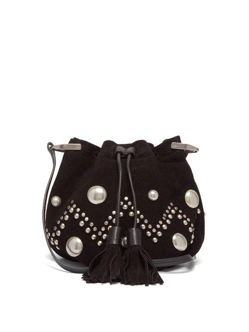 Matchesfashion.com Isabel Marant - Kylio Studded Suede Bucket Bag - Womens - Black