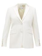 Matchesfashion.com Burberry - Single Breasted Satin Lapel Wool Jacket - Womens - White