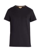 Matchesfashion.com Burberry - Logo Embroidered Cotton Jersey T Shirt - Mens - Navy