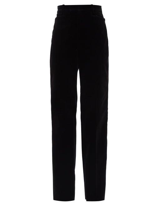 Gucci - High-waist Velvet Straight-leg Tuxedo Trousers - Womens - Black