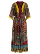 Matchesfashion.com Etro - Jungle Print Fringe Trimmed Silk Dress - Womens - Black Multi