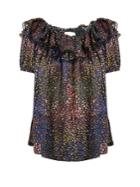 Chloé Abstract-print Ruffle-trimmed Top
