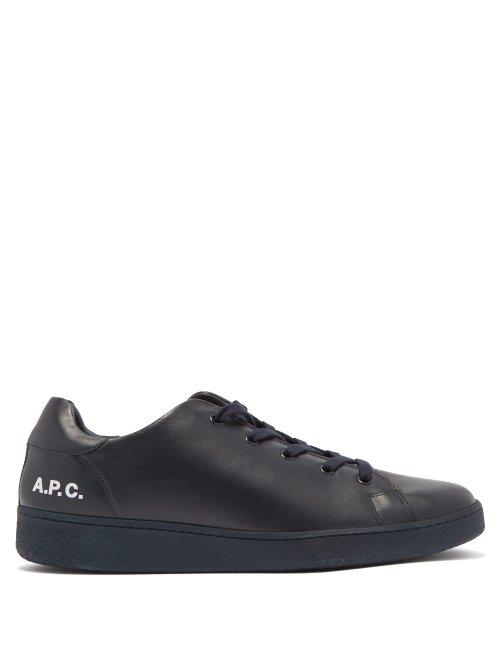 Matchesfashion.com A.p.c. - Logo Print Leather Trainers - Mens - Black