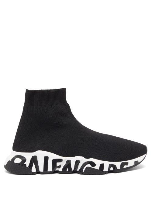 Matchesfashion.com Balenciaga - Speed Graffiti-print Trainers - Womens - Black White