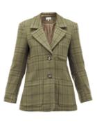 Matchesfashion.com Ganni - Checked Wool-blend Blazer - Womens - Khaki
