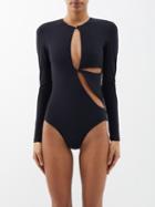 Christopher Esber - Anglaise Cutout Long-sleeve Swimsuit - Womens - Black