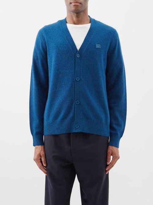 Acne Studios - Face-patch Wool Cardigan - Mens - Blue