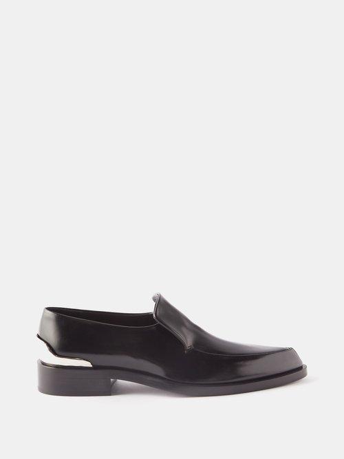 Jil Sander - Metal-plaque Leather Loafers - Womens - Black
