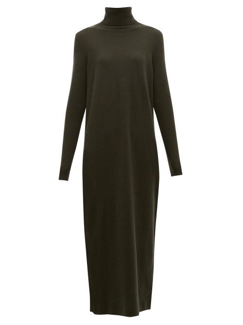 Matchesfashion.com Allude - Roll Neck Cashmere Sweater Dress - Womens - Khaki