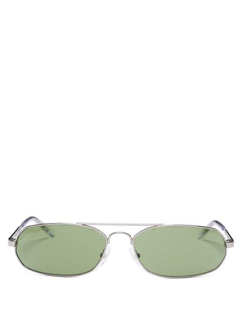 Matchesfashion.com Balenciaga - Oval Metal Sunglasses - Mens - Grey