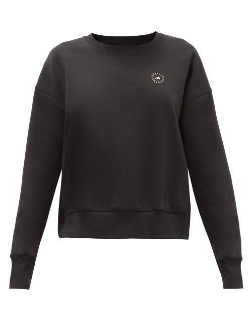 Matchesfashion.com Adidas By Stella Mccartney - Logo-print Organic Cotton-blend Jersey Sweatshirt - Womens - Black