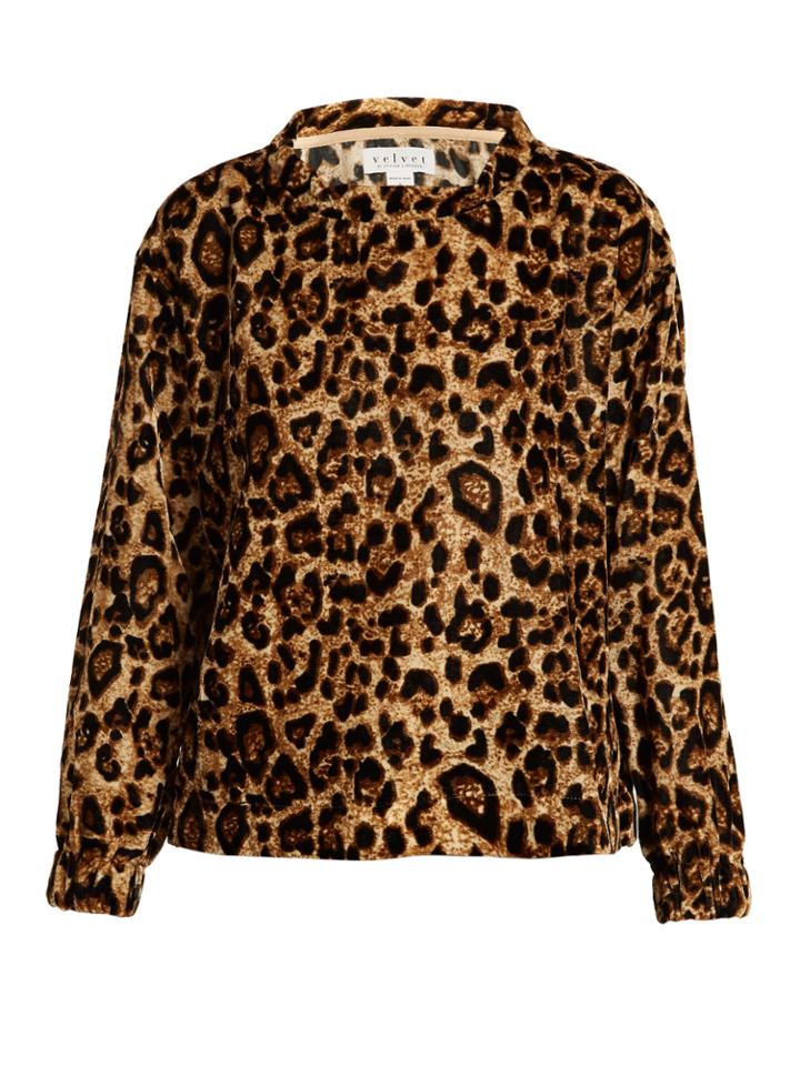 Velvet By Graham & Spencer Moselle Leopard-print Velvet Top