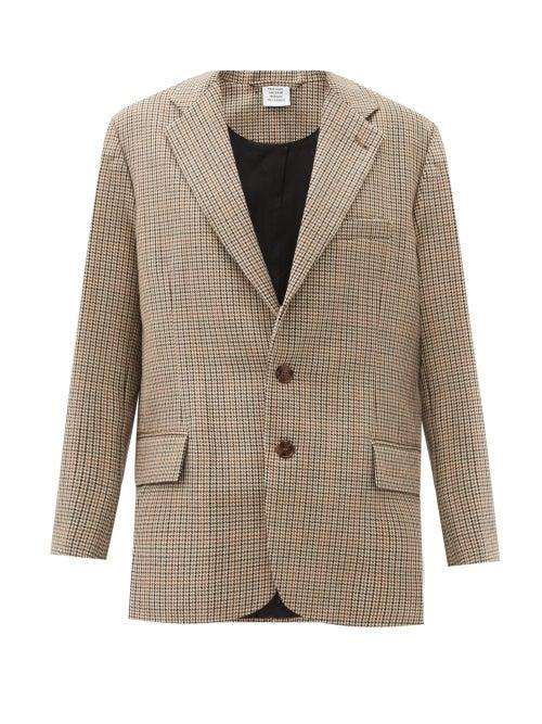 Matchesfashion.com Vetements - Cutaway-hem Checked Wool Blazer - Womens - Brown