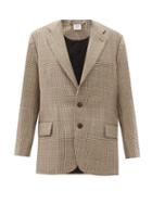 Matchesfashion.com Vetements - Cutaway-hem Checked Wool Blazer - Womens - Brown