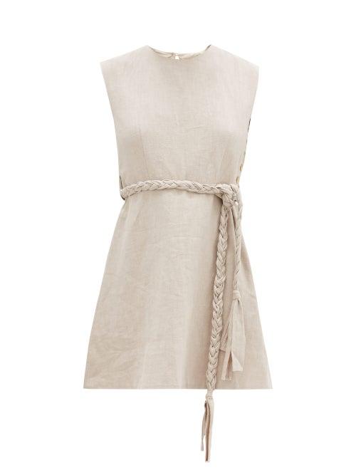 Matchesfashion.com Belize - Pandora Rope-belt Cotton-blend Mini Dress - Womens - Beige