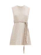 Matchesfashion.com Belize - Pandora Rope-belt Cotton-blend Mini Dress - Womens - Beige