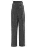 Joseph - Alana High-rise Wool-flannel Wide-leg Trousers - Womens - Dark Grey