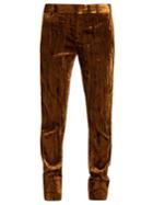 Saint Laurent Crinkled-velvet Mid-rise Trousers