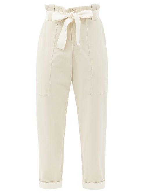Matchesfashion.com Brunello Cucinelli - Paperbag-waist Cotton-blend Trousers - Womens - Cream