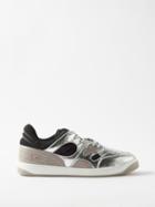 Gucci - Basket Panelled Leather Trainers - Mens - Grey White