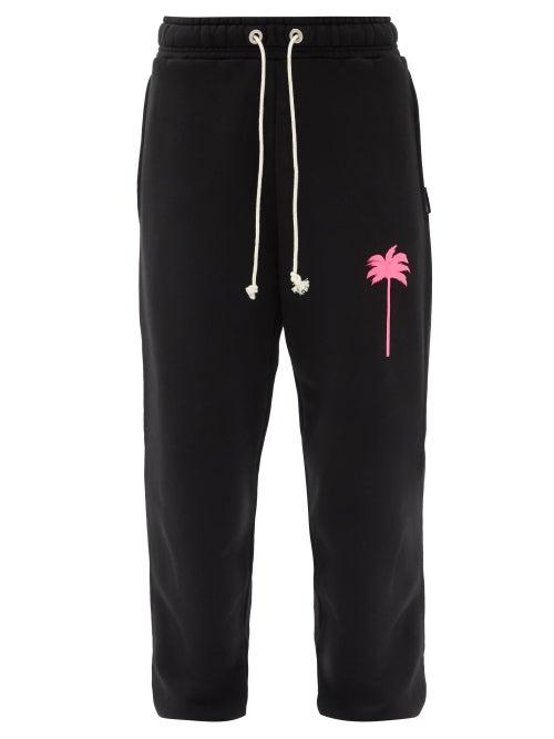 Matchesfashion.com Palm Angels - Palm-print Cotton-jersey Track Pants - Mens - Black Pink