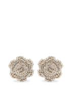 Matchesfashion.com Rebecca De Ravenel - Ava Crystal Embellished Rose Earrings - Womens - Crystal