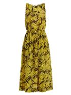 Matchesfashion.com Diane Von Furstenberg - Floral Print Cotton Blend Midi Dress - Womens - Yellow Multi